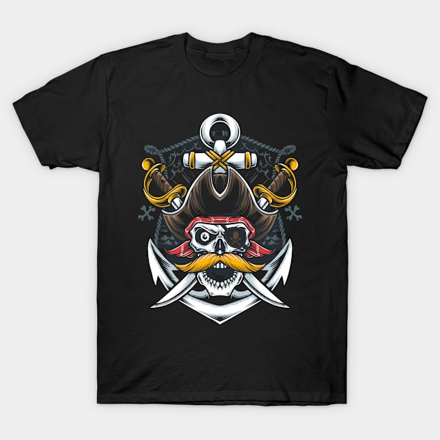 mustache skull pirate T-Shirt by pmarekhersey